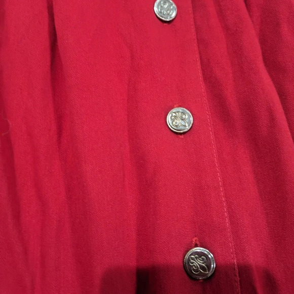 Vintage Button front long sleeve red dress Susan Bennett size 8 - Picture 4 of 12
